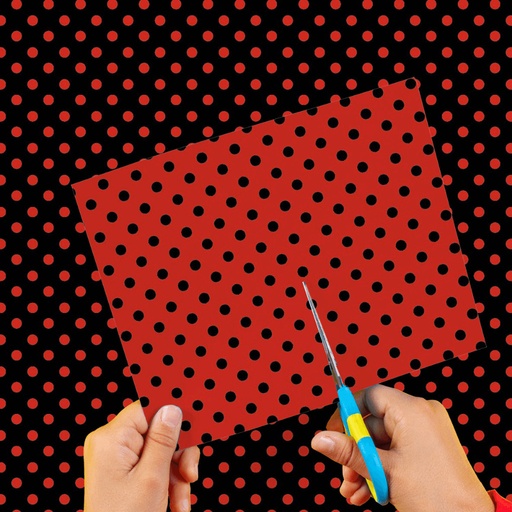 [0EI0260241] CARTULINA ENTRETENIDA MURESCO X10 LUNARES ROJO-NEGRO