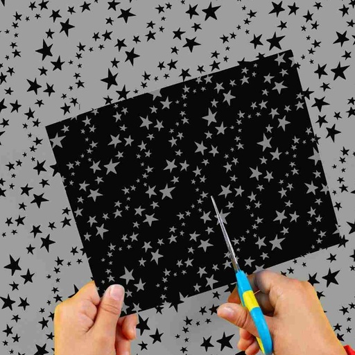 [0EI0267151] CARTULINA ENTRETENIDA MURESCO X10 ESTRELLAS NEGRO-PLATA