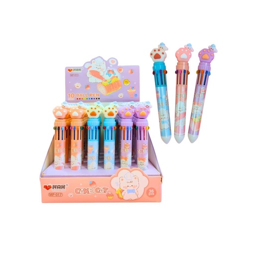 [27642] BOLIGRAFO CSA X10 COLORES HUELLITAS CON ANIMALES