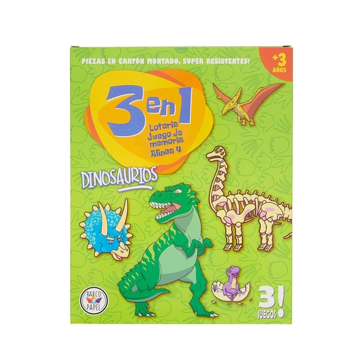 [726798275559] JUEGO DE MESA BARCO DE PAPEL 3 EN 1 DINOSAURIOS