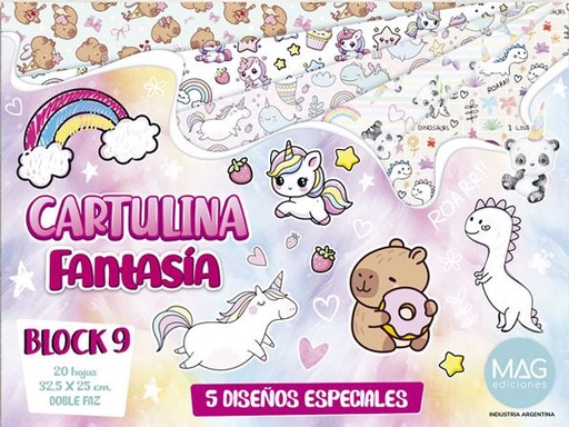 [10-0109-00] BLOCK MAG CARTULINA FANTASIA 20 HOJAS UNICORNIO, DINO, CAPYBARA