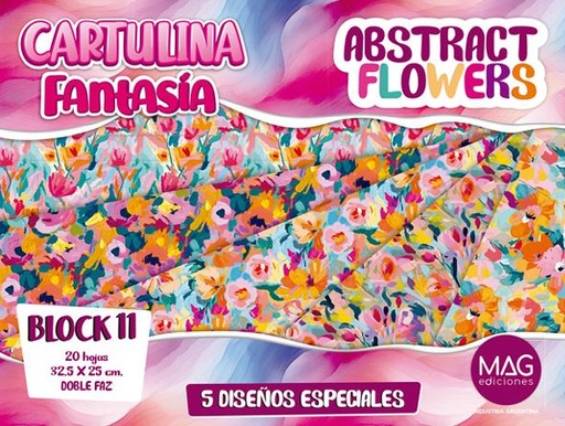 [10-0111-00] BLOCK MAG CARTULINA FANTASIA 20 HOJAS ABSTRACT FLOWERS