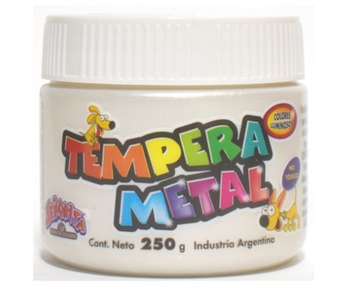 [10310-43] TEMPERA SEÑORITA METALIZADO POTE 250GBLANCO PERLADO