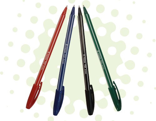 [B40RJ] BOLIGRAFO PIZZINI SPAZIO CUERPO RAYADO ROJO X50