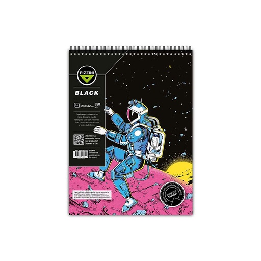 [PEBLAX20G] BLOCK PIZZINI ESPIRAL 24X32CM 20 HOJAS NEGRO