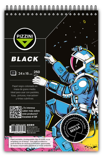 [PEBLAX20H] BLOCK PIZZINI ESPIAL 16X24CM X20 HOJAS NEGRO