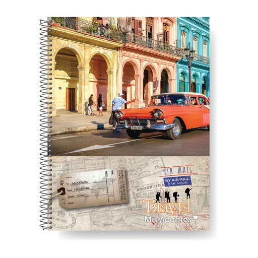 [919213] CUADERNO MIS APUNTES TRAVEL CON ESPIRAL 22X29 80H CUADRICULADO