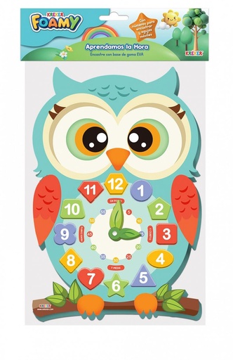 [819] JUEGO KREKER FOAMY APRENDAMOS LA HORA LECHUZA