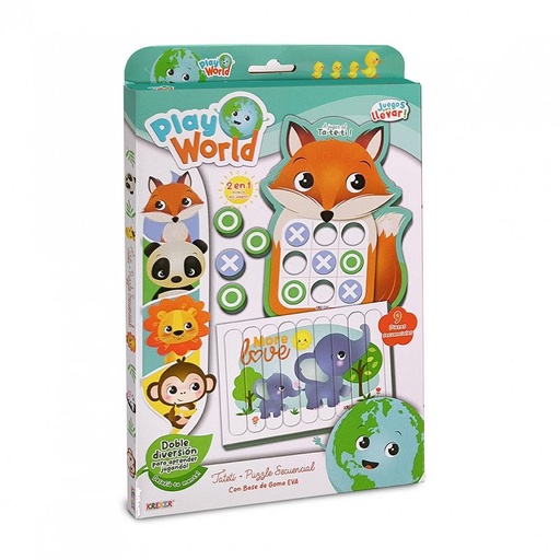 [1035] JUEGO KREKER PLAY WORLD TATETI Y PUZZLE SECUENCIAL