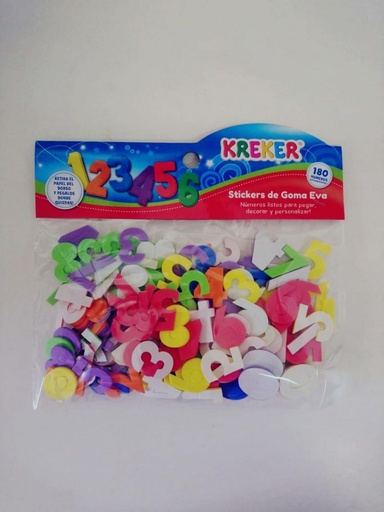 [1352] JUEGO KREKER NUMEROS DE GOMA EVA AUTOADHESIVOS