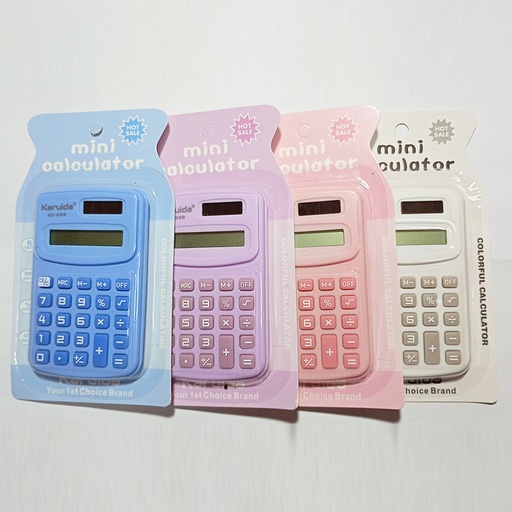 [KC-888] CALCULADORA MINI EN BLISTER VARIOS COLORES PASTEL