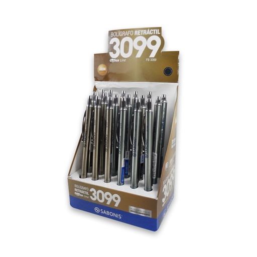[3099N] BOLIGRAFO SABONIS 3099 RETRACTIL METAL 0.7 X1 NEGRO