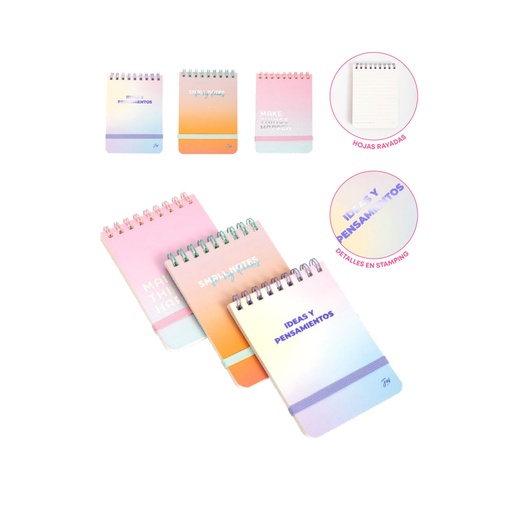 [201427] LIBRETA FW PASTEL 80X110 X30 HOJAS RAYADAS