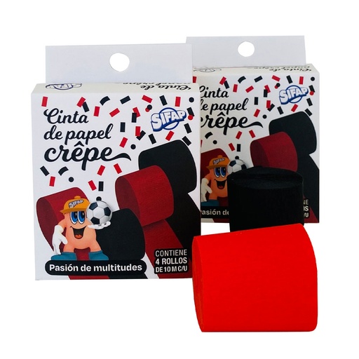 [5305] CINTA DE PAPEL CREPE SIFAP X4 ROJO Y BLANCO