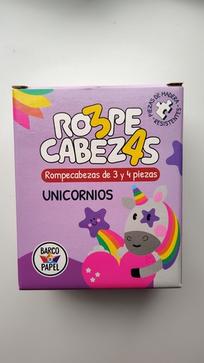 [786071078864] ROMPECABEZAS BARCO DE PAPEL 3 Y 4 PIEZAS - UNICORNIOS