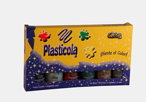 [ST03205] PEGAMENTO PLASTICOLA COLOR X6 38G GLITTER