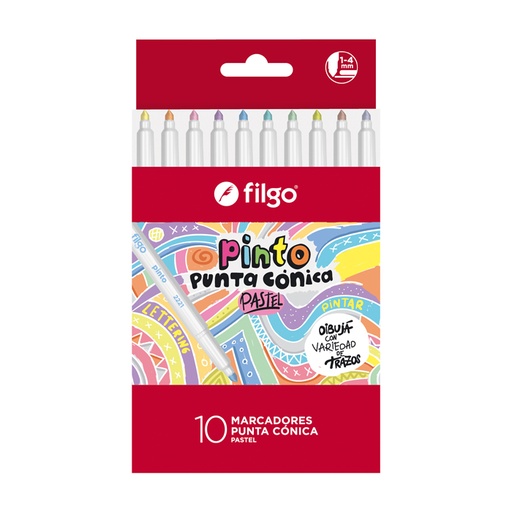 [CM2221-E10-PAS] MARCADOR FILGO PINTO 2221 CONIC X10 PASTEL