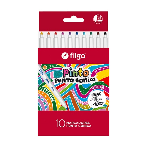 [CM2221-E10-SUR] MARCADOR FILGO PINTO 2221 CONIC X10 SURTIDO