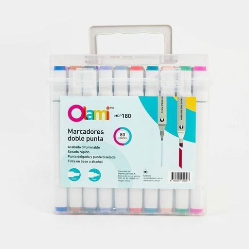 [MDP180] MARCADOR OLAMI DOBLE PUNTA X 80 UNIDADES