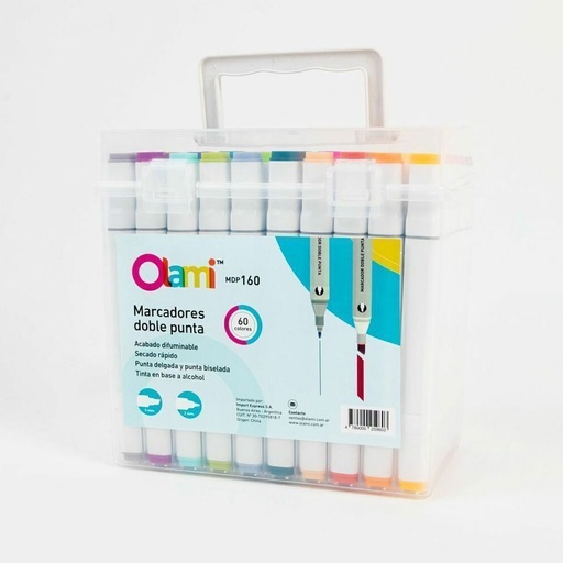 [MDP160] MARCADOR OLAMI DOBLE PUNTA X 60 UNIDADES