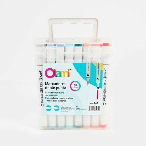[MDP148] MARCADOR OLAMI DOBLE PUNTA X 48 UNIDADES