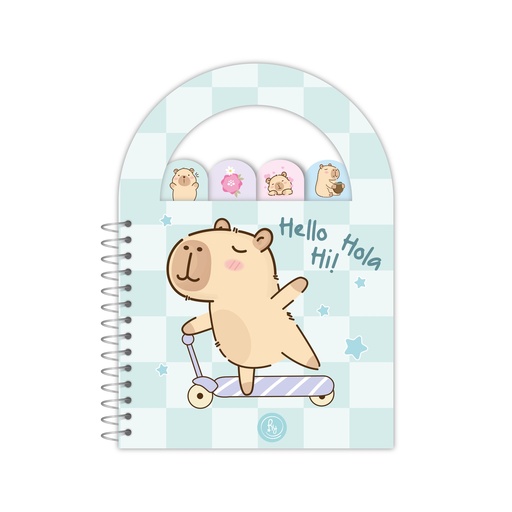 [1101] LIBRETA RY CON SOLAPAS 10x14cm 40 HOJAS RAYADAS CAPYBARA 1101