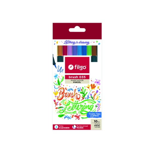 [BSH35-E10-SUR] MARCADOR FILGO BRUSH 035 X10 SURTIDO