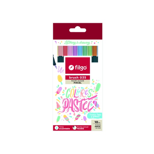 [BSH35-E10-PAS] MARCADOR FILGO BRUSH 035 X10 PASTEL
