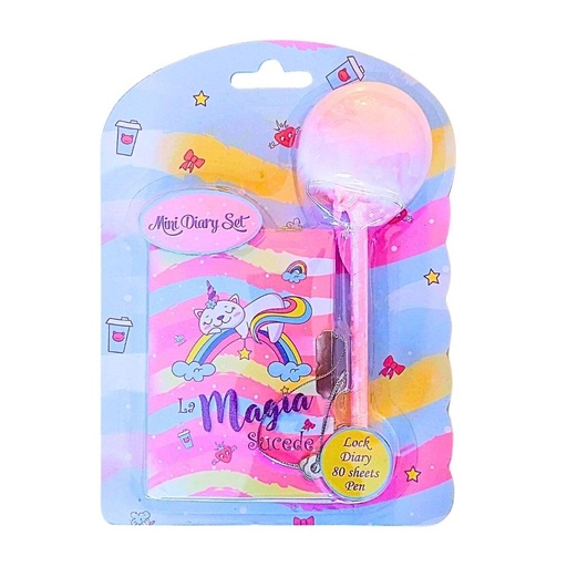 [26476] DIARIO LA MAGIA SUCEDE + BOLIGRAFO CON POMPON 8x11cm