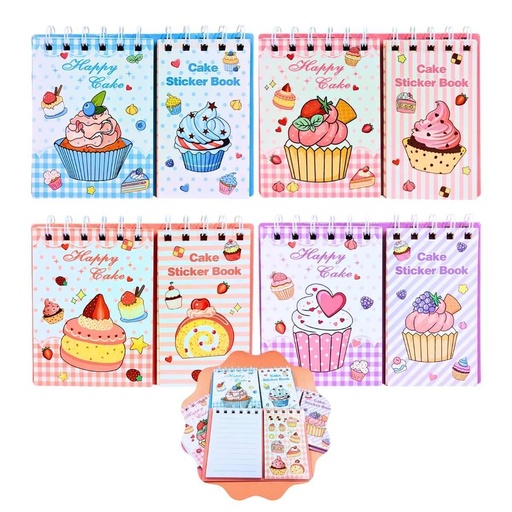 [26702] LIBRETA  ESPIRALADA CON STICKERS + 60 HOJAS RAYADAS Y 12 HOJAS LISAS DULCES