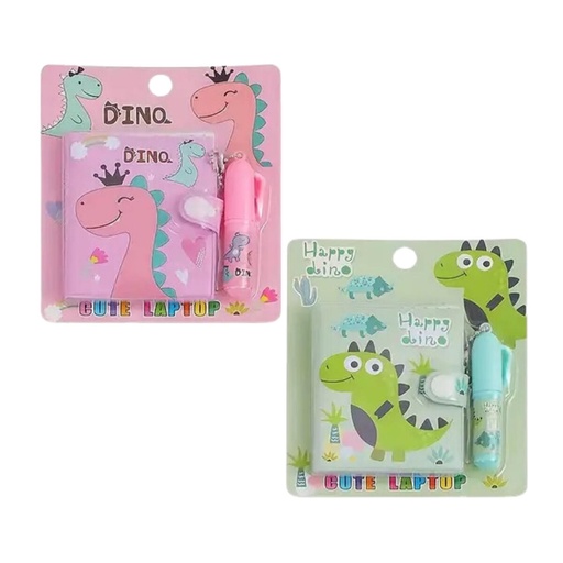 [25109] LIBRETA  MINI CON BOTON + BOLIGRAFO DINO/HAPPY DINO/PALTA/HUELLAS
