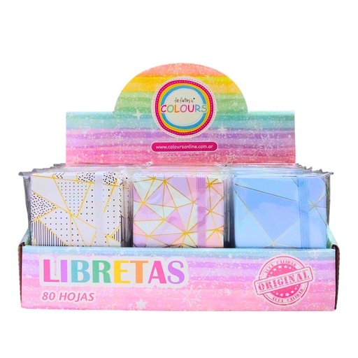 [925006] LIBRETA  A7 CON ELASTICO 80 HOJAS LISAS 7.5x10.5cm FORMAS