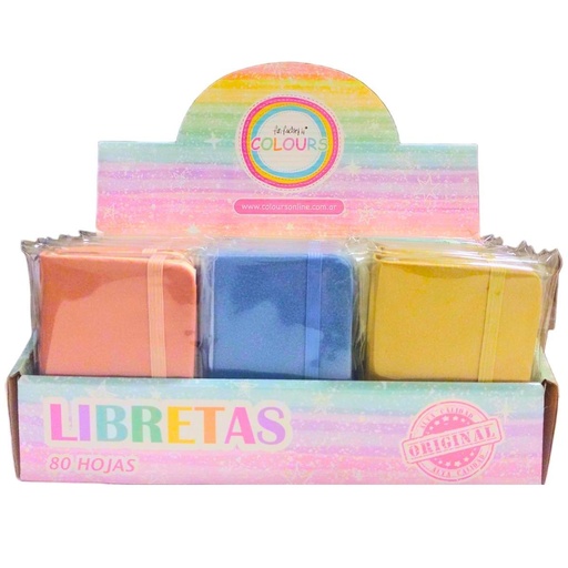 [24991] LIBRETA  A6 CON ELASTICO 80 HOJAS LISAS 9x14cm BRILLOS