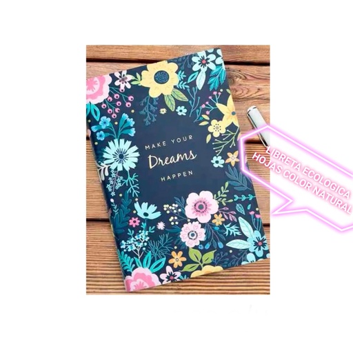 [BB20306] LIBRETA DREAMS TAPA BLANDA 21x15cm 128 HOJAS RAYADAS COLOR NATURAL