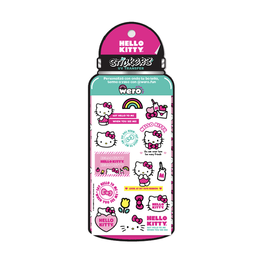 [WE4165] STICKERS WERO PARA BOTELLA UV TRANSFER X 2 PLANCHAS HELLO KITTY