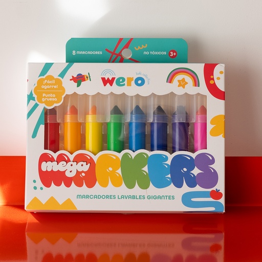 [WE4196] MARCADORES WERO MEGA X 8 COLORES SURTIDOS