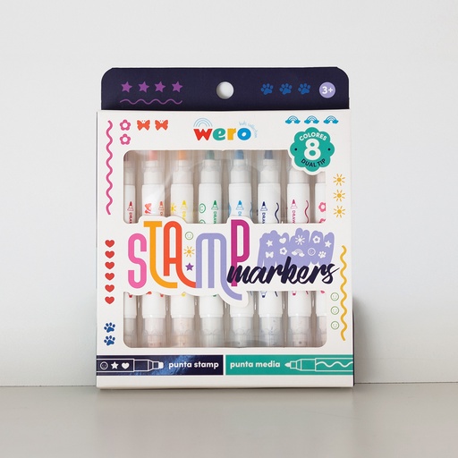 [WE4194] MARCADOR WERO DOBLE PUNTA CON SELLO X 8 COLORES SURTIDOS