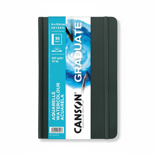 [C31200L027] LIBRETA CANSON GRADUATE ACUARELA CON ELASTICO 14X21.6cm 56 HOJAS DE 250g