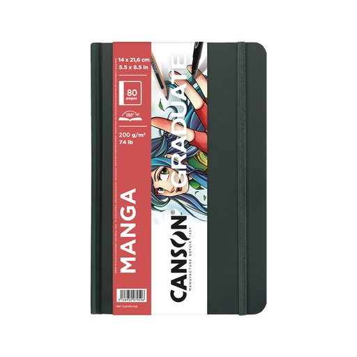 [C31200L035] LIBRETA CANSON GRADUATE MANGA CON ELASTICO 14X21.6cm 80 HOJAS DE 200g