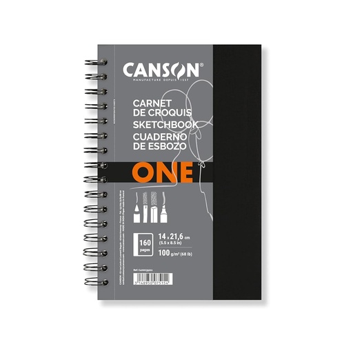 [C400039211] CUADERNO DE ESBOZO CANSON ONE ESPIRALADO 14x21.6cm 160 HOJAS DE 100g