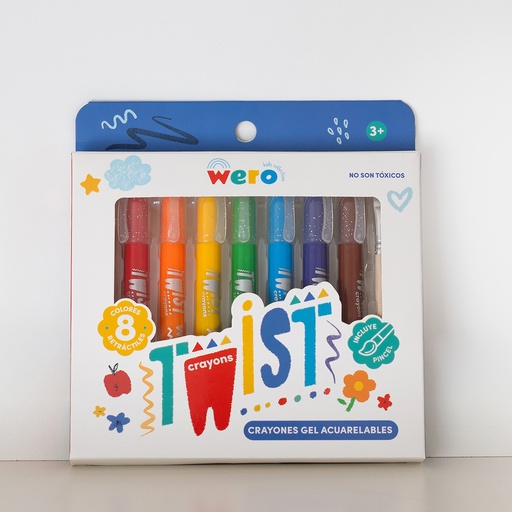 [WE4198] CRAYONES WERO GEL ACUARELABLES X 8 COLORES SURTIDOS + PINCEL