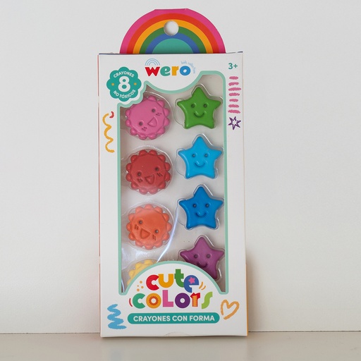 [WE4195] CRAYONES WERO CON FORMA X 8 COLORES SURTIDOS