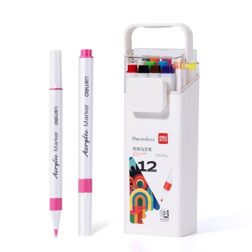 [HM118-12] MARCADOR DELI FINENOLO ACRILICO PUNTA REDONDA X 12 COLORES