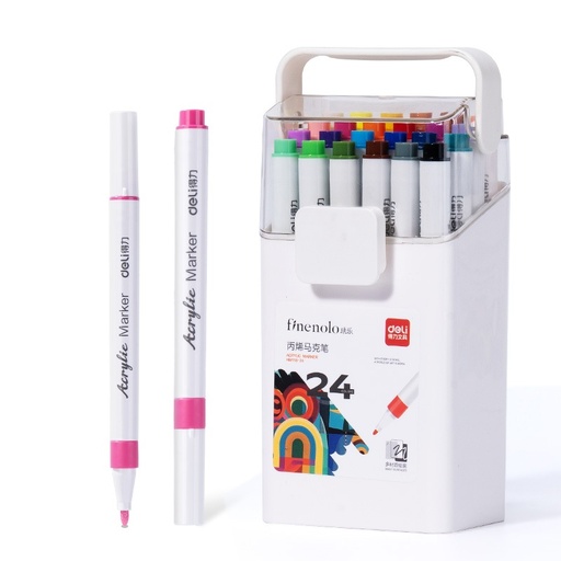 [HM118-24] MARCADOR DELI FINENOLO ACRILICO PUNTA REDONDA X 24 COLORES