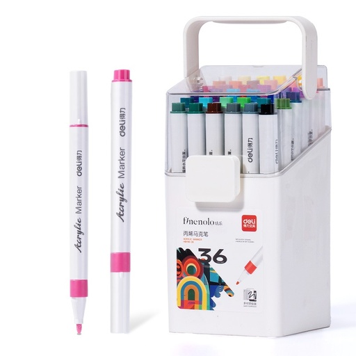 [HM118-36] MARCADOR DELI FINENOLO ACRILICO PUNTA REDONDA X 36 COLORES