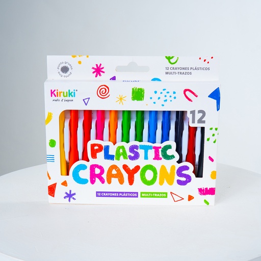 [800012] CRAYONES KIRUKI PLASTICOS MULTITRAZO X 12 COLORES SURTIDOS