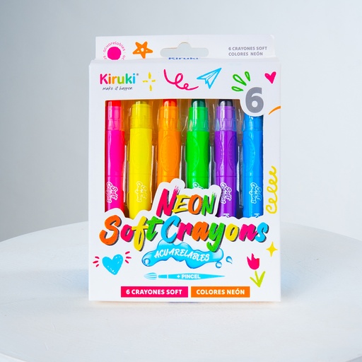 [800014] CRAYONES KIRUKI SOFT ACUARELABLES RETRACTILES X 6 COLORES NEON