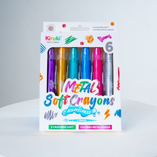 [800010] CRAYONES KIRUKI SOFT ACUARELABLES RETRACTILES X 6 COLORES METALIZADOS