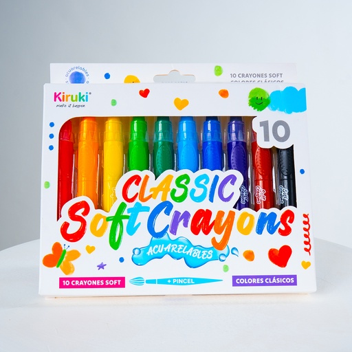 [800008] CRAYONES KIRUKI SOFT ACUARELABLES RETRACTILES X 10 COLORES CLASICOS