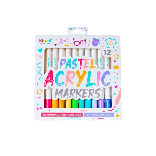 [700011] MARCADOR KIRUKI ACRILICO X 12 COLORES PASTEL